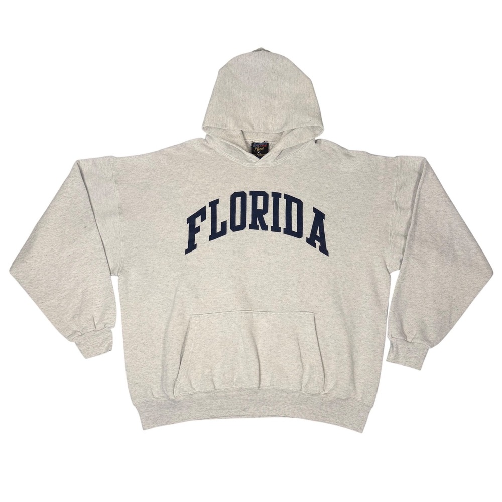 Vintage Soffe‎ Fleece Florida Hoodie Mens XL Gray Made in USA Sweatshirt Graphic